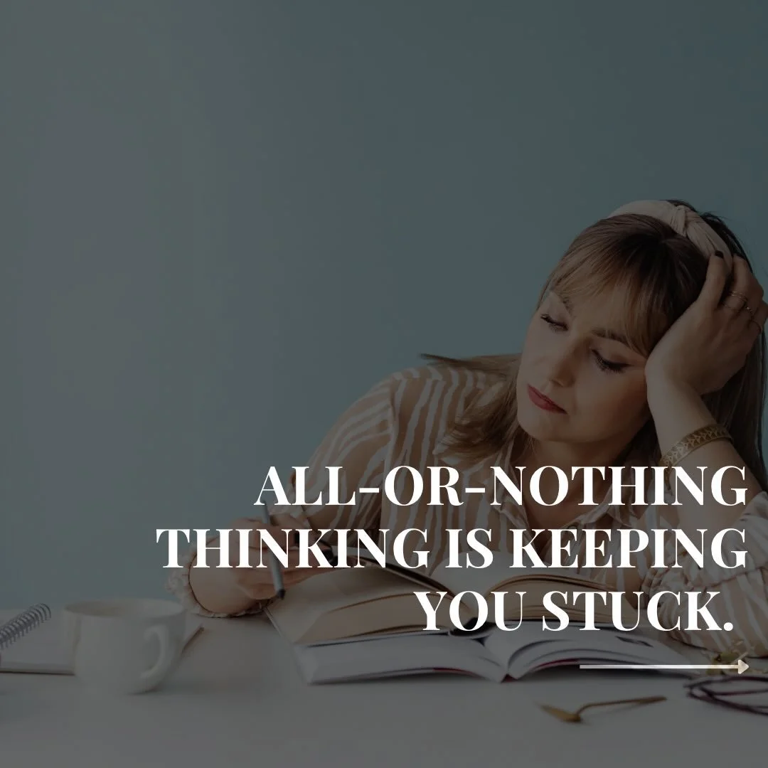 All-or-nothing thinking is one of the biggest reasons people feel stuck.

You either feel like you have to do everything perfectly&hellip;
or you end up doing nothing at all.

And over time, that cycle gets exhausting.

Most of the clients I work wit