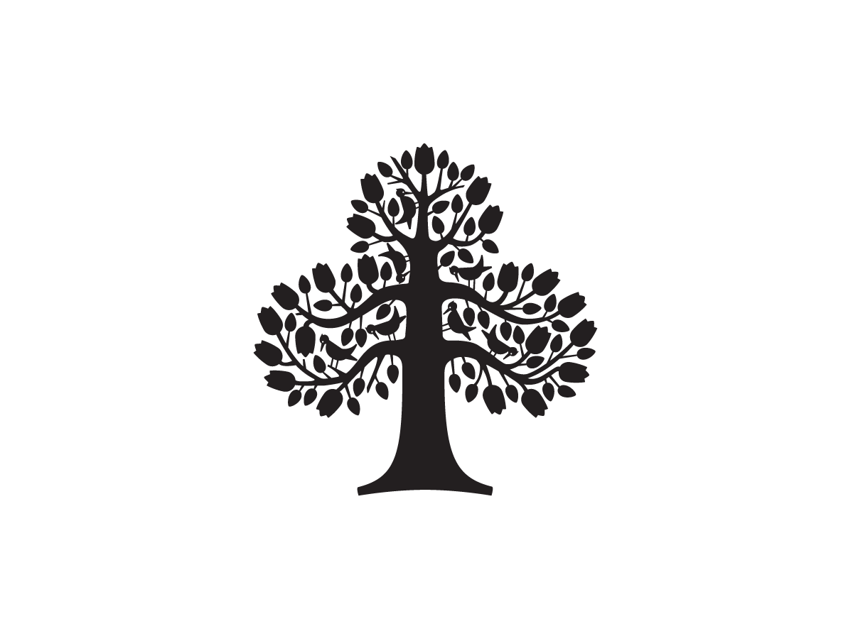 Black and white logo featuring a stylized tree with birds in its branches and the text 'Casa Palvegione' below.