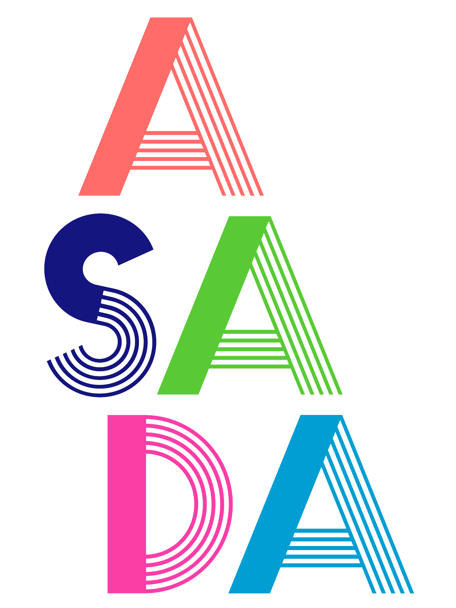 Colorful text spelling 'SATA' with each letter in different colors and designs, on a black background.