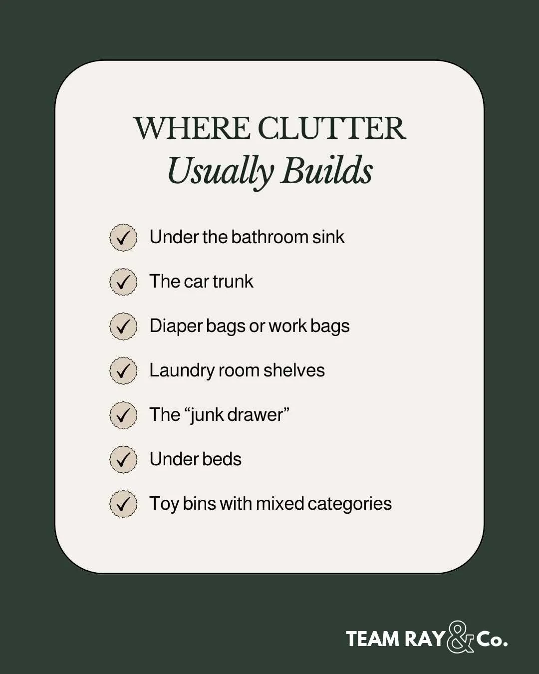 Where Clutter Usually Builds list graphics