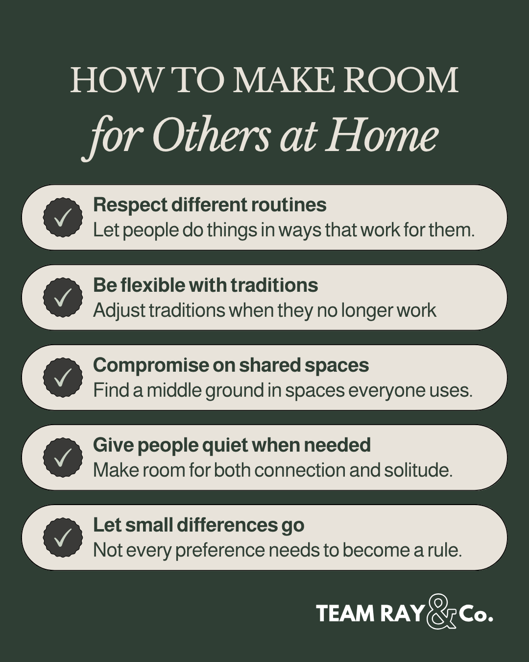 How to Make Room for Others at Home graphics