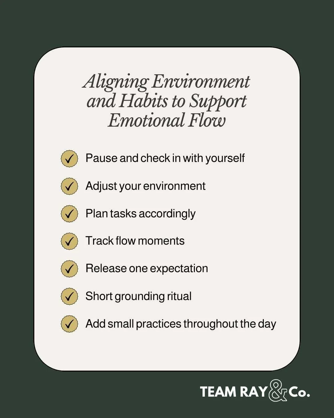 Aligning Environment and Habits to Support Emotional Flow list graphics