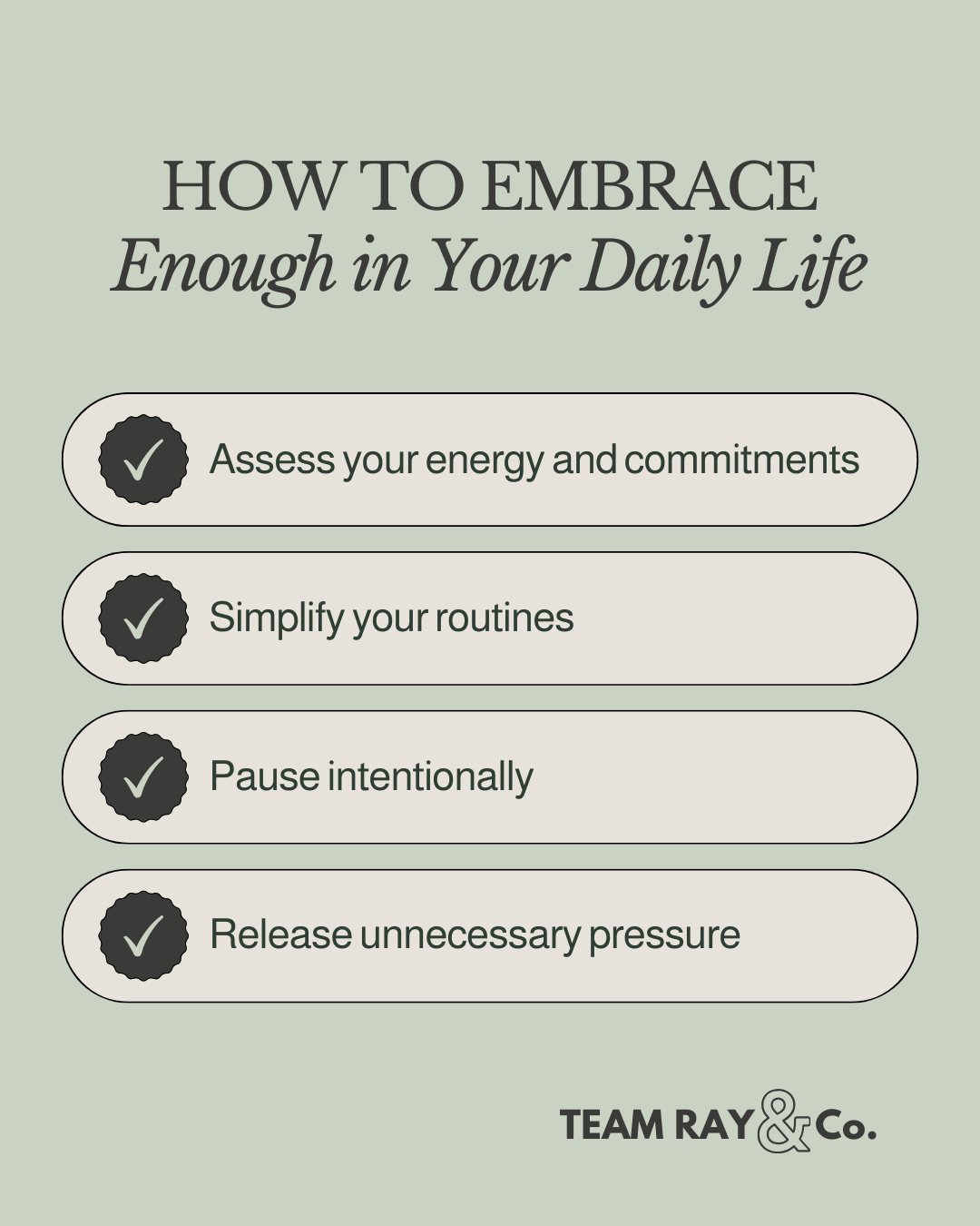 How to Embrace Enough in Your Daily Life graphics