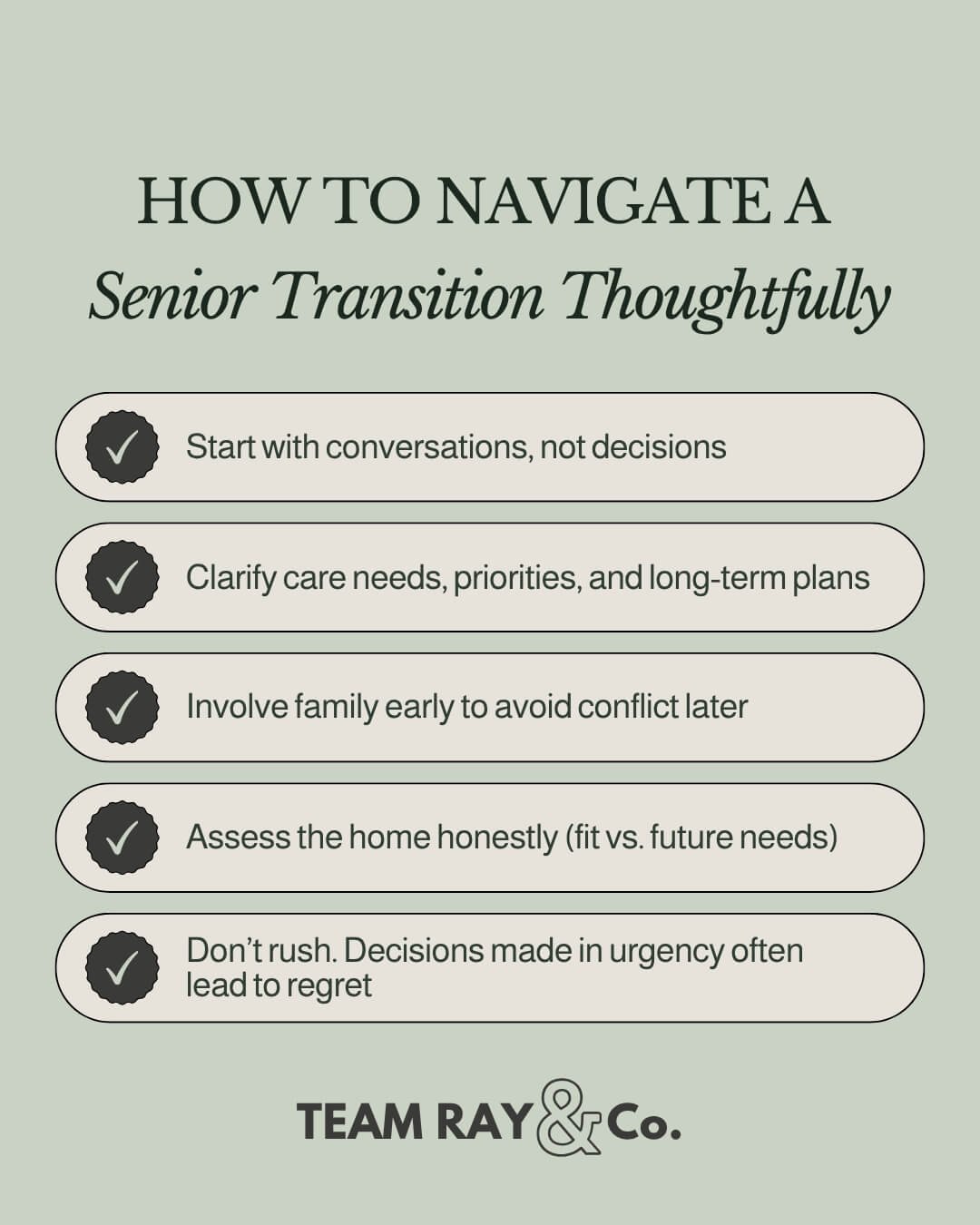 How to Navigate Senior Transition Thoughtfully graphics list