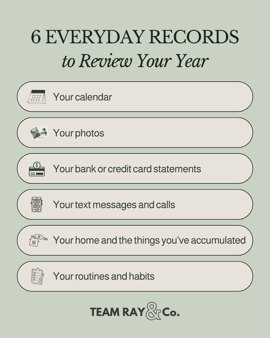 6 Everyday Records to Review Your Year graphics