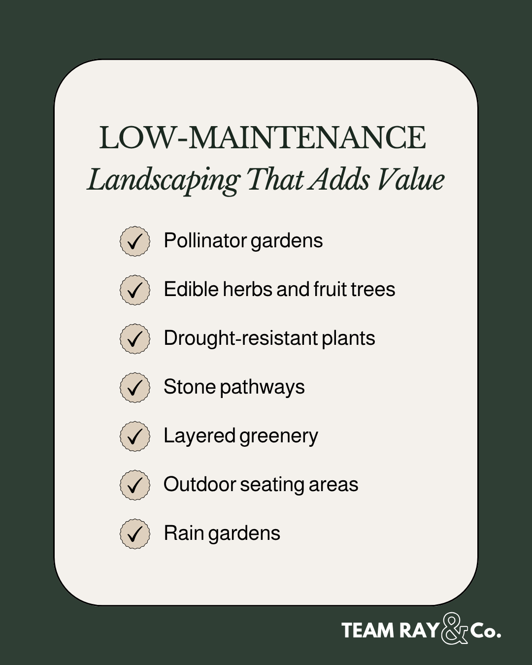 Low-Maintenance Landscaping That Adds Value text graphics