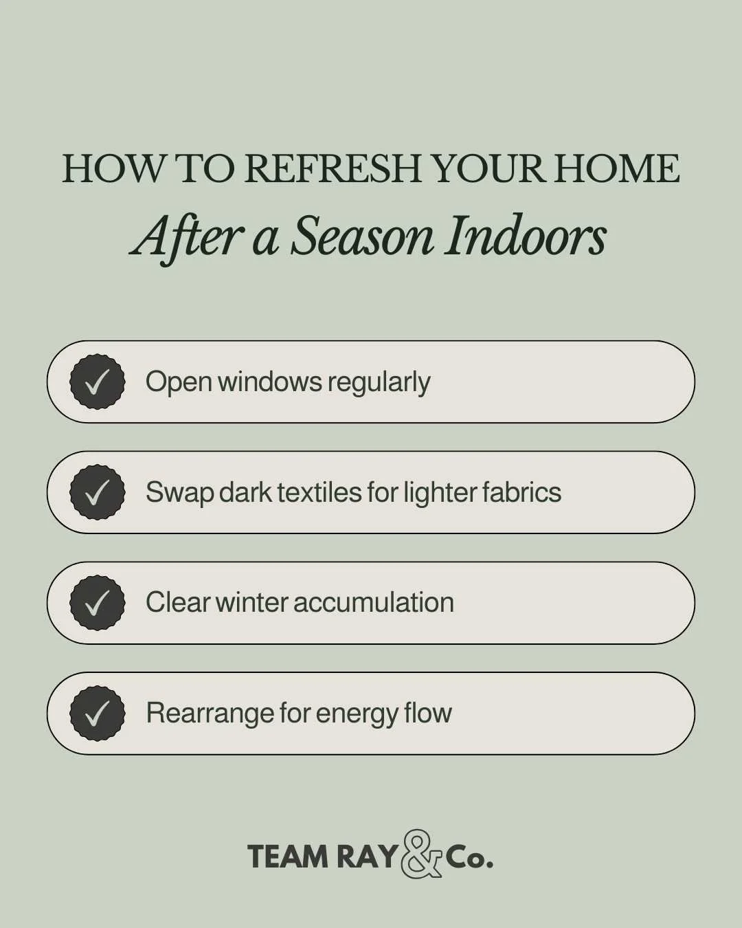 How to Refresh Your Home After a Season Indoors list graphics