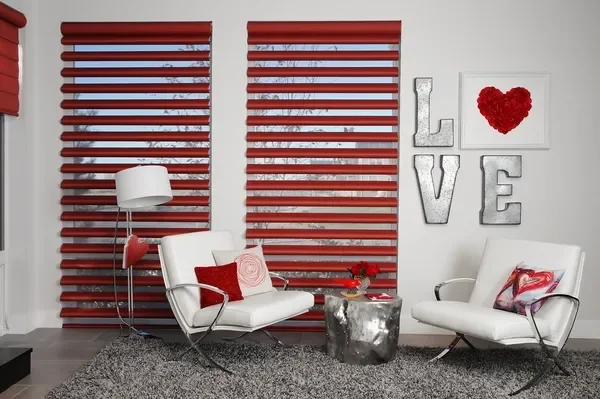 Hunter Douglas Alustra Pirouette shadings PowerView, 5" room darkening or 5" light filtering vanes.