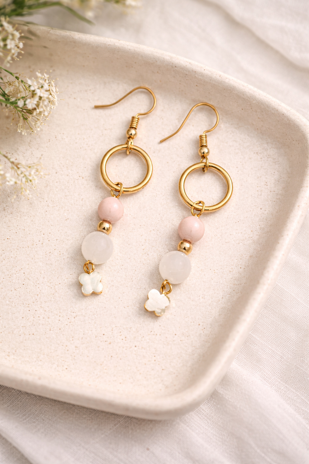 Exquisite Stone & Gold-Plated Earrings