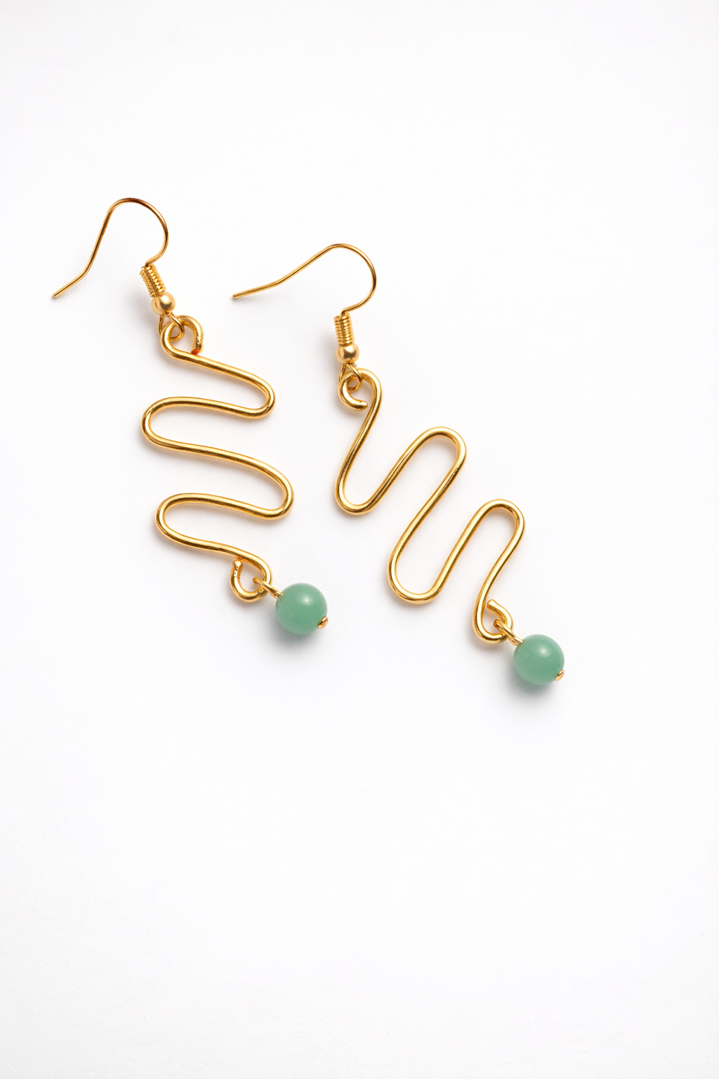 Wave Elegance Green Gemstone Earrings
