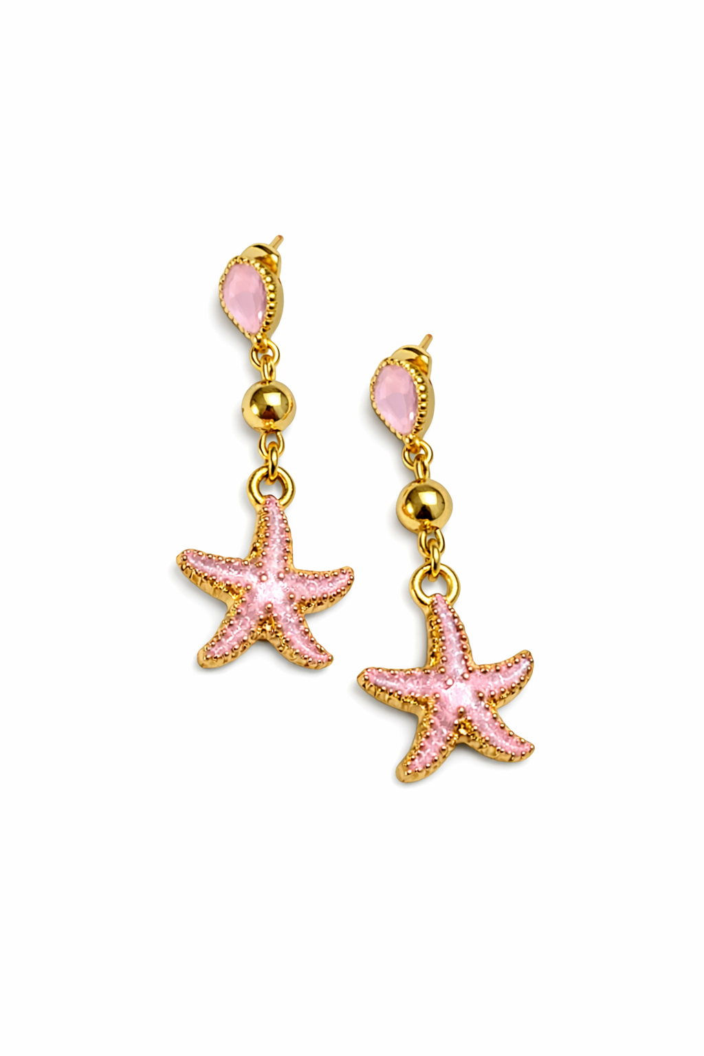 Starfish Pink Crystal Drop Earrings