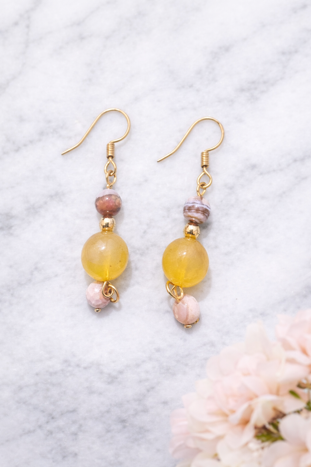 Golden Sunstone Dangle Earrings