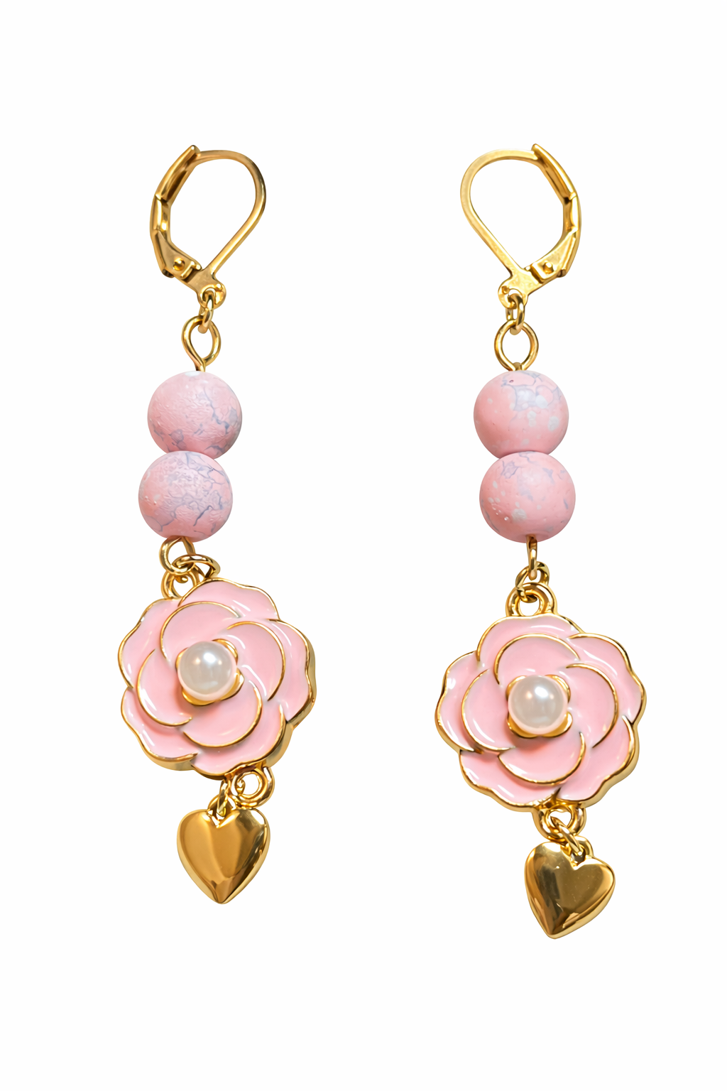 Pink Floral Charm Earrings
