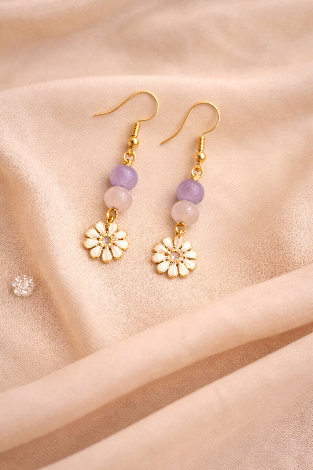 Lavender Bloom Beaded Earrings