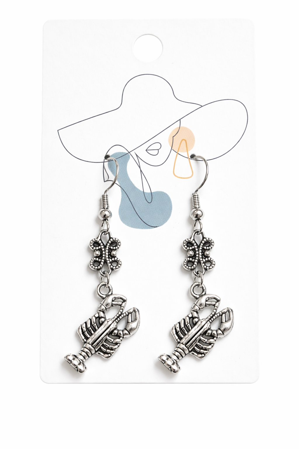 Lobster Charm Dangle Earrings