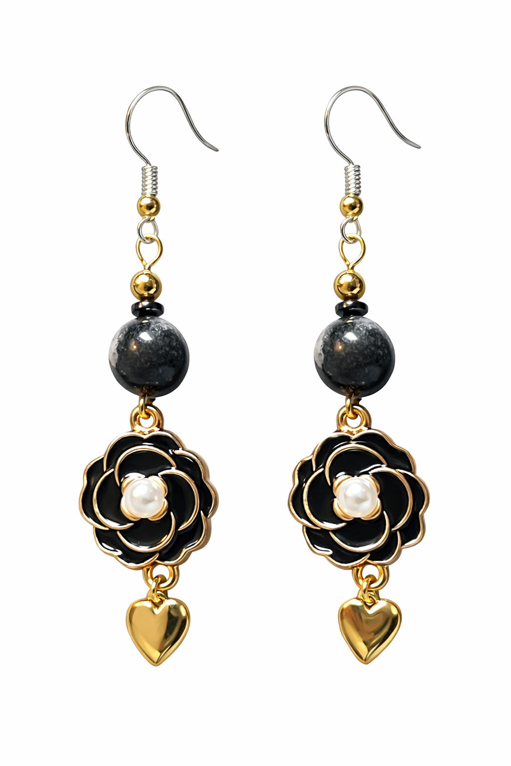 Black Floral Elegance Earrings