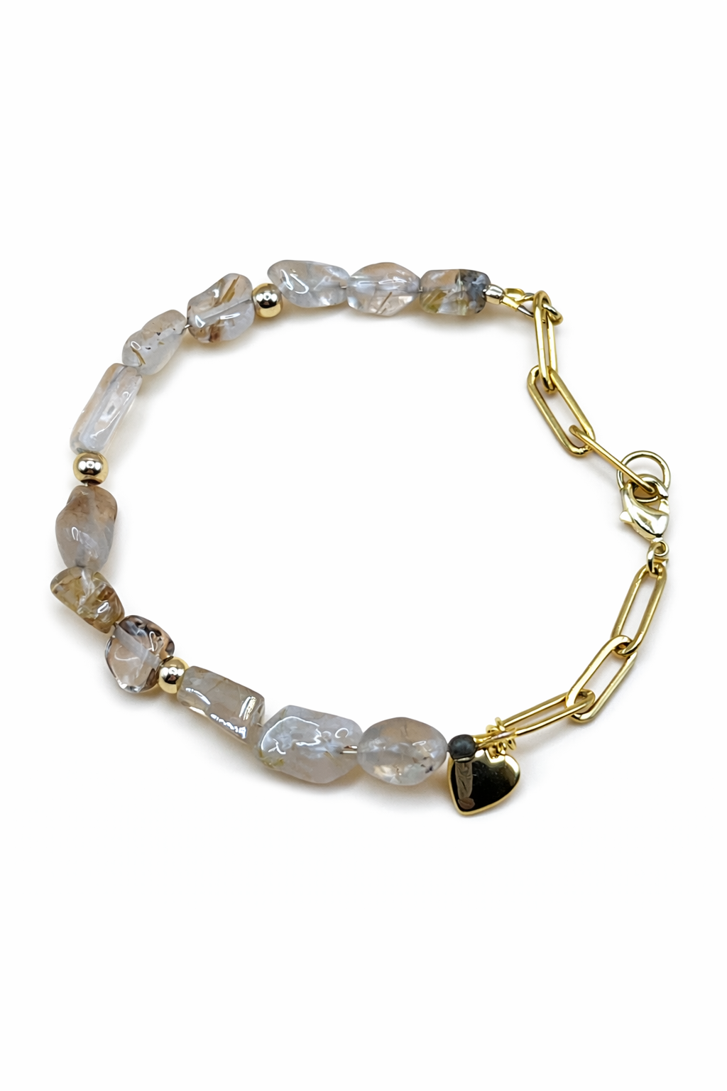 Natural Quartz & 14k Gold-Plated Bracelet