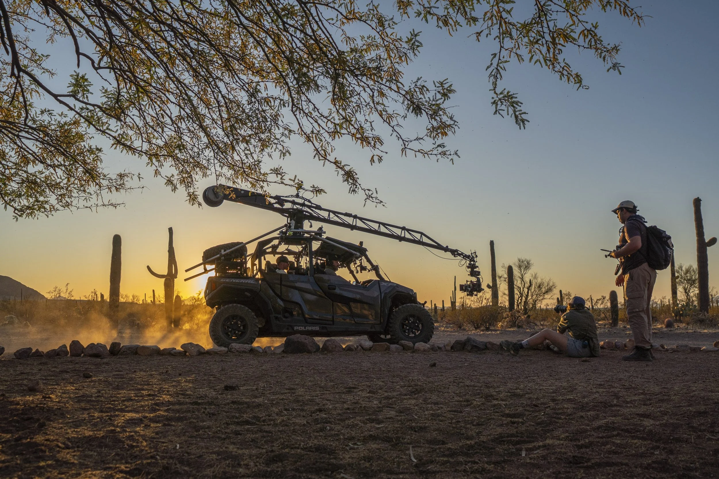 southwest camera car on site in southern Arizona for Visit Phoenix using our side-by-side and motocrane ultra arm