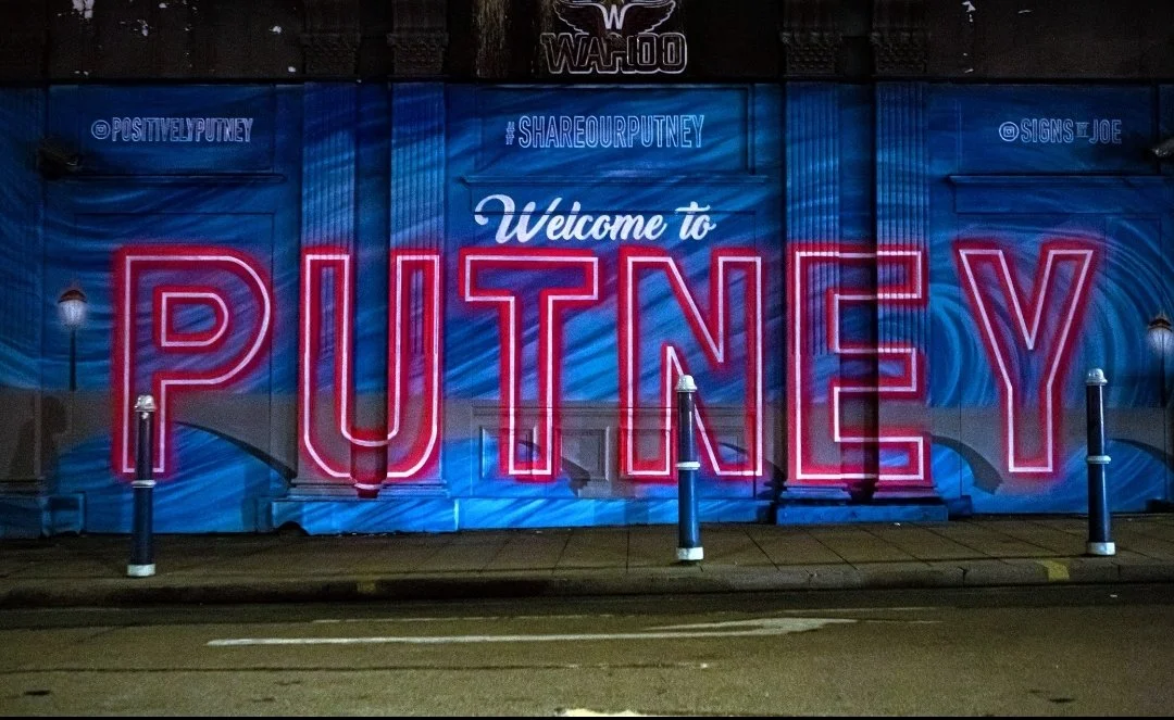 Welcome To Putney hand painted signwriting 