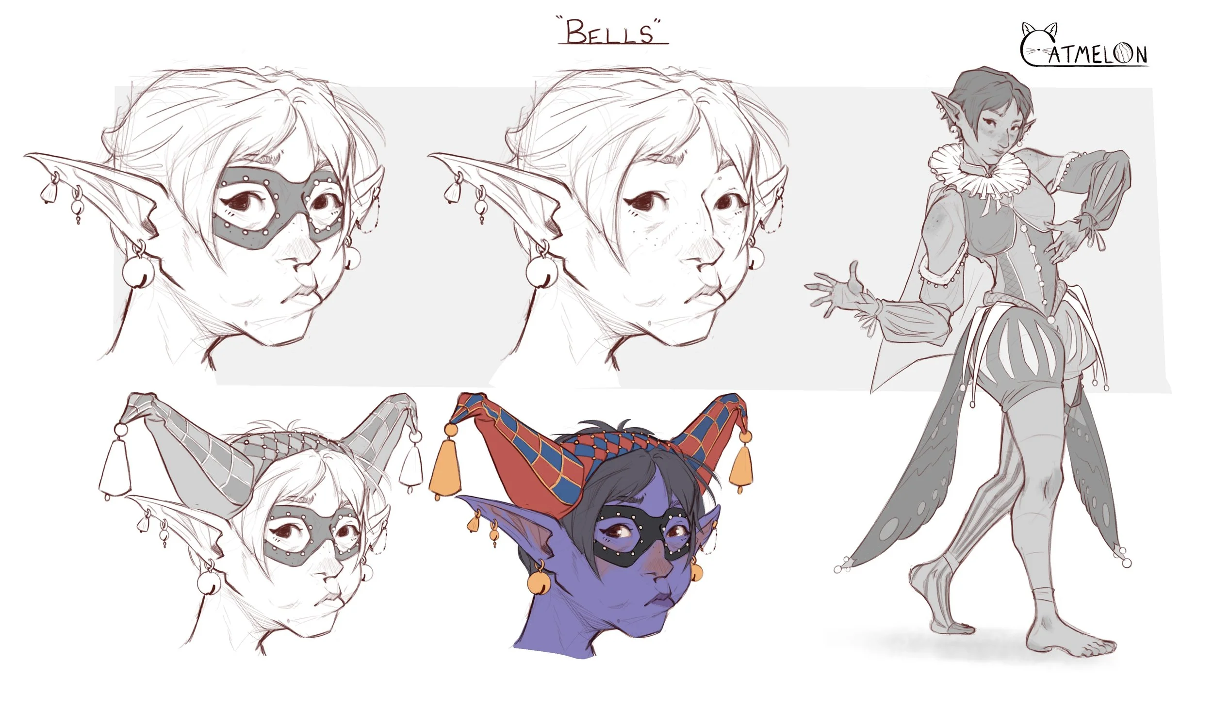 A character headshot sheet for the project “Bells”.