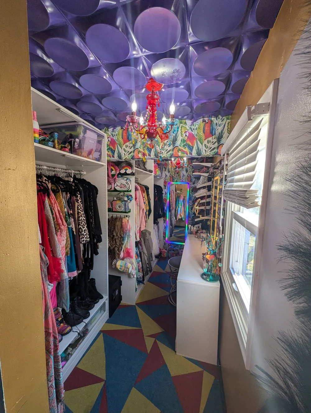 Parrot Closet lit with RGB LED strips
