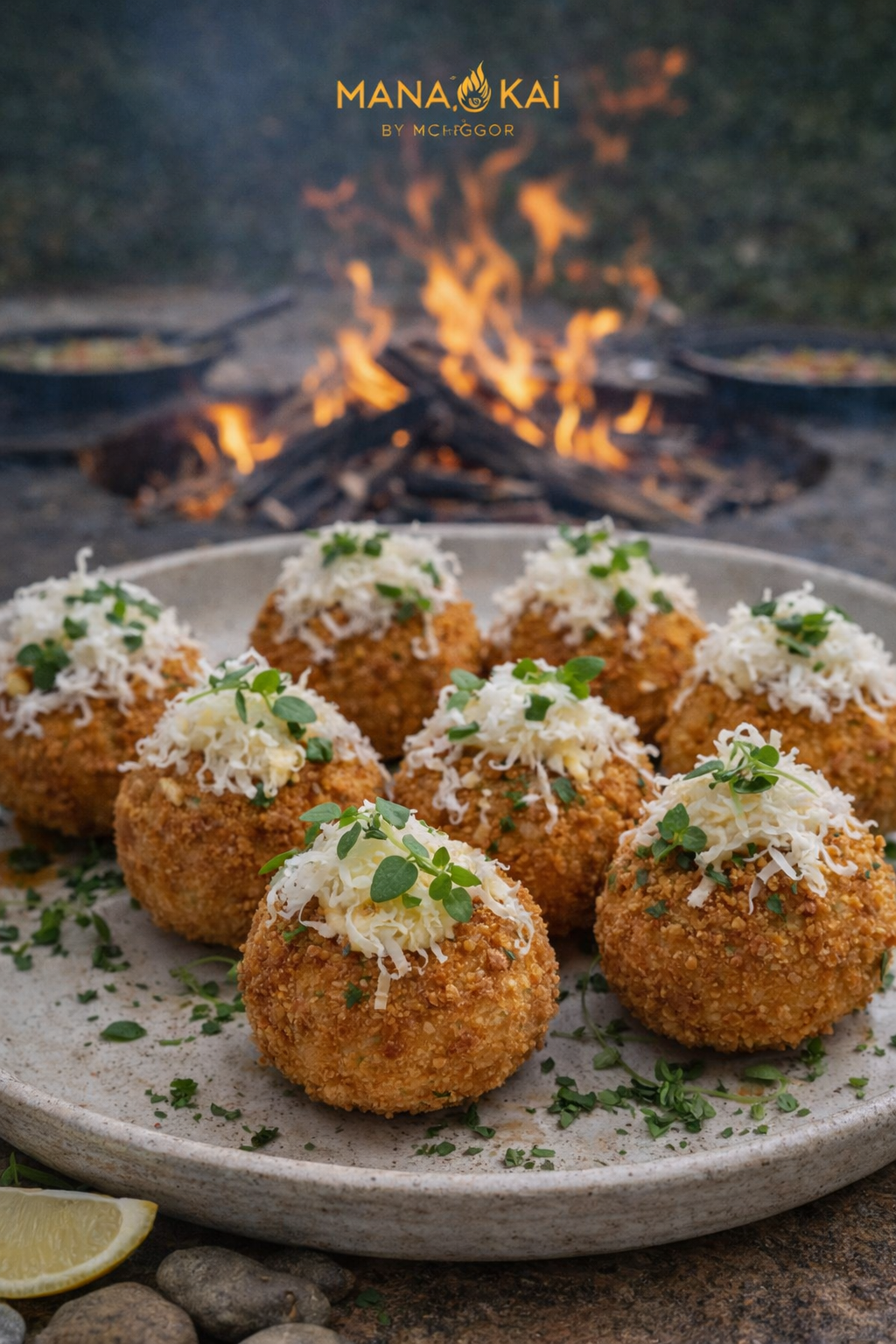 Saffron pumpkin arancini with shaved parmesan