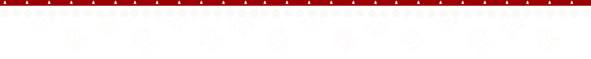 Christmas-themed decorative border with white snowflakes and gingerbread men on a black background.