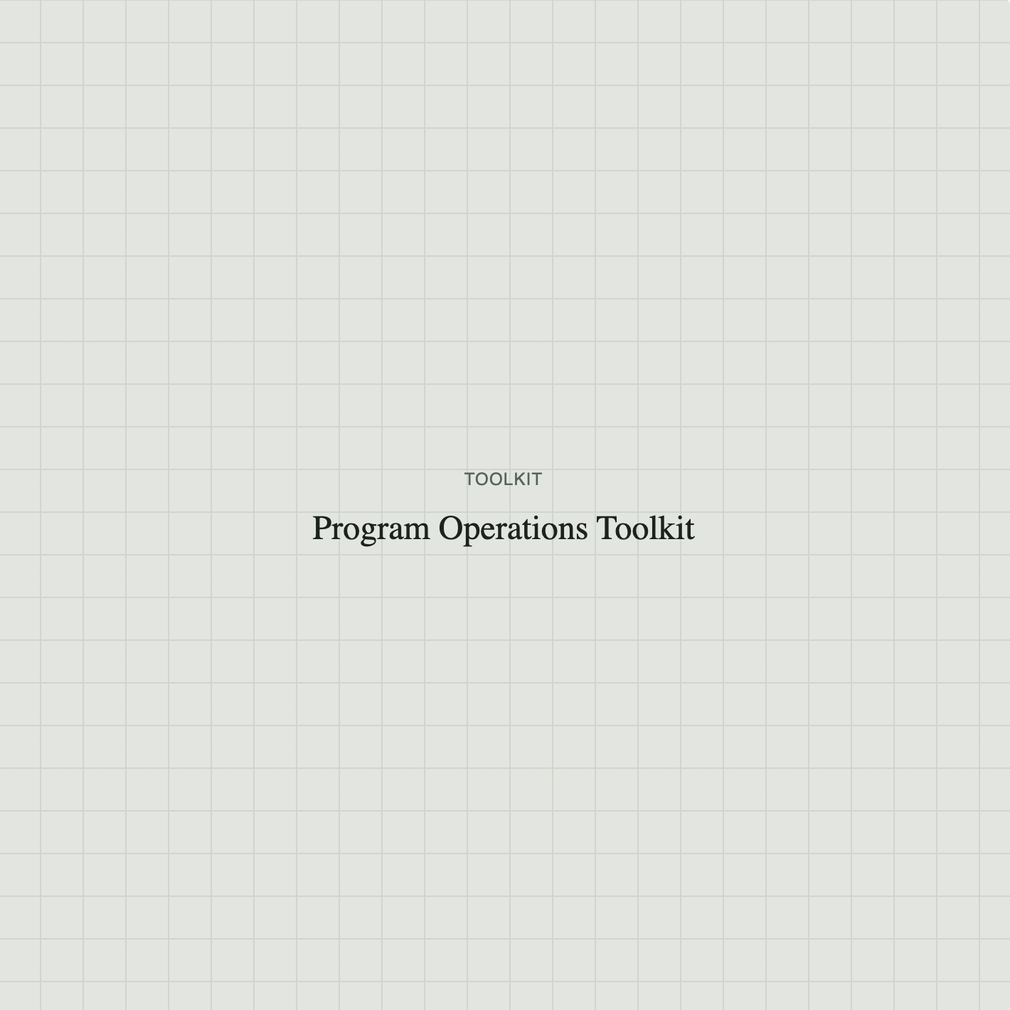 Program Operations Toolkit