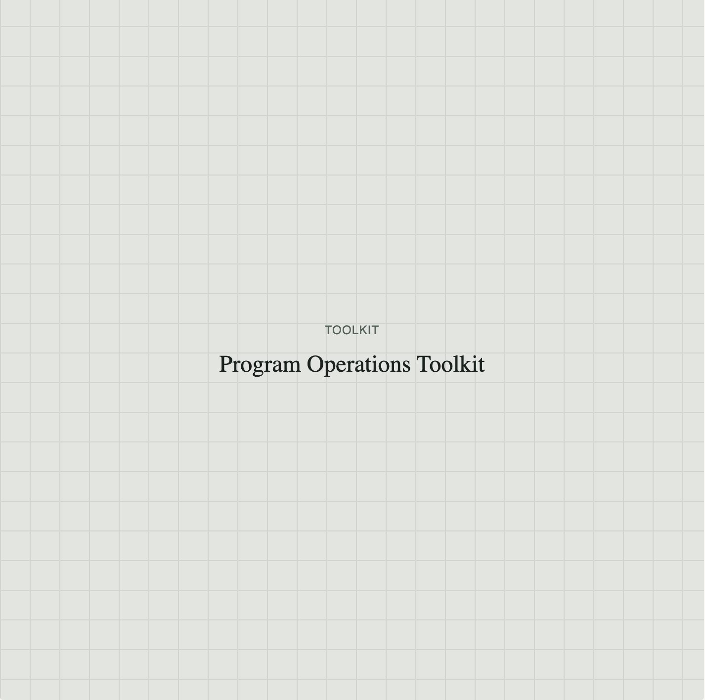 Program Operations Toolkit