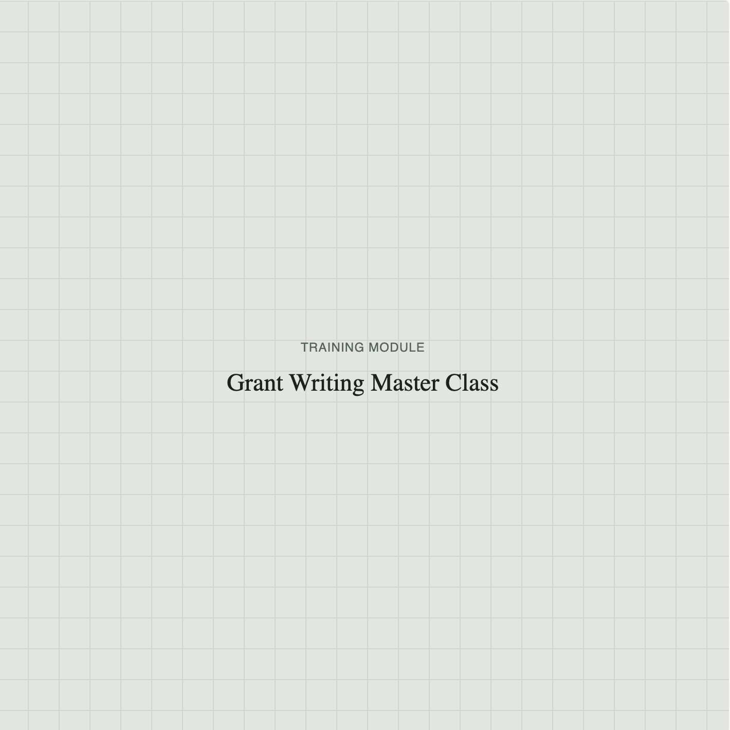 Grant Writing Master Class