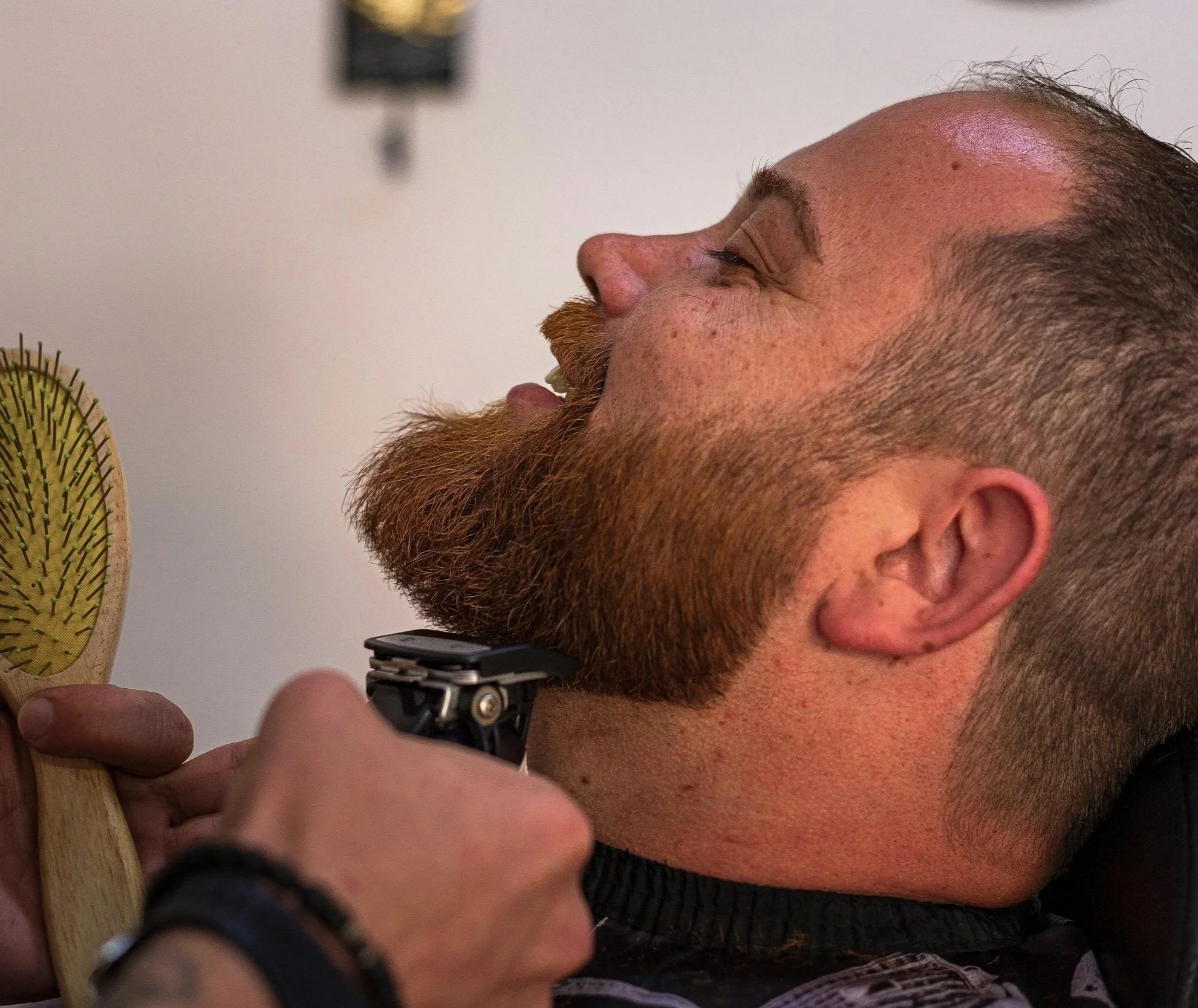 Beard trim in progress