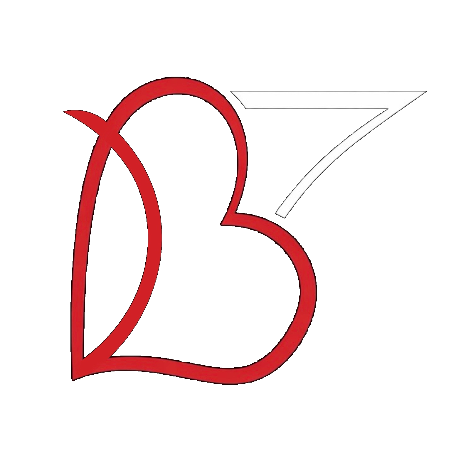 Red heart stylized in front of a 7