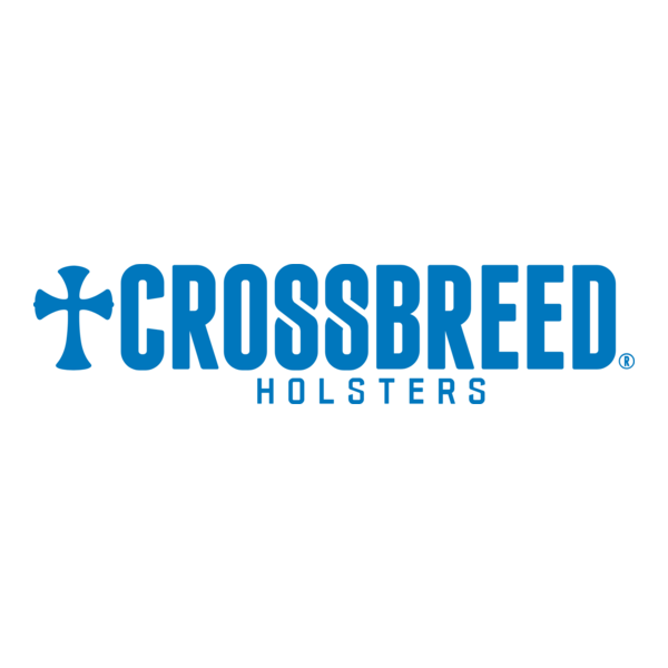 CrossBreed Holsters logo in blue with a cross symbol to the left of the text.