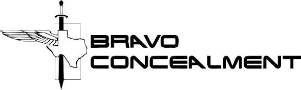 Logo featuring a dove with wings on a sword, with the text "BRAVO CONCEALMENT".