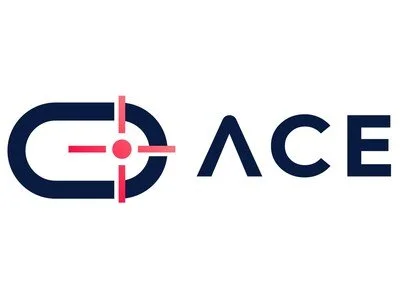 ACE logo featuring a stylized letter 'A' with crosshairs symbol intersecting it.