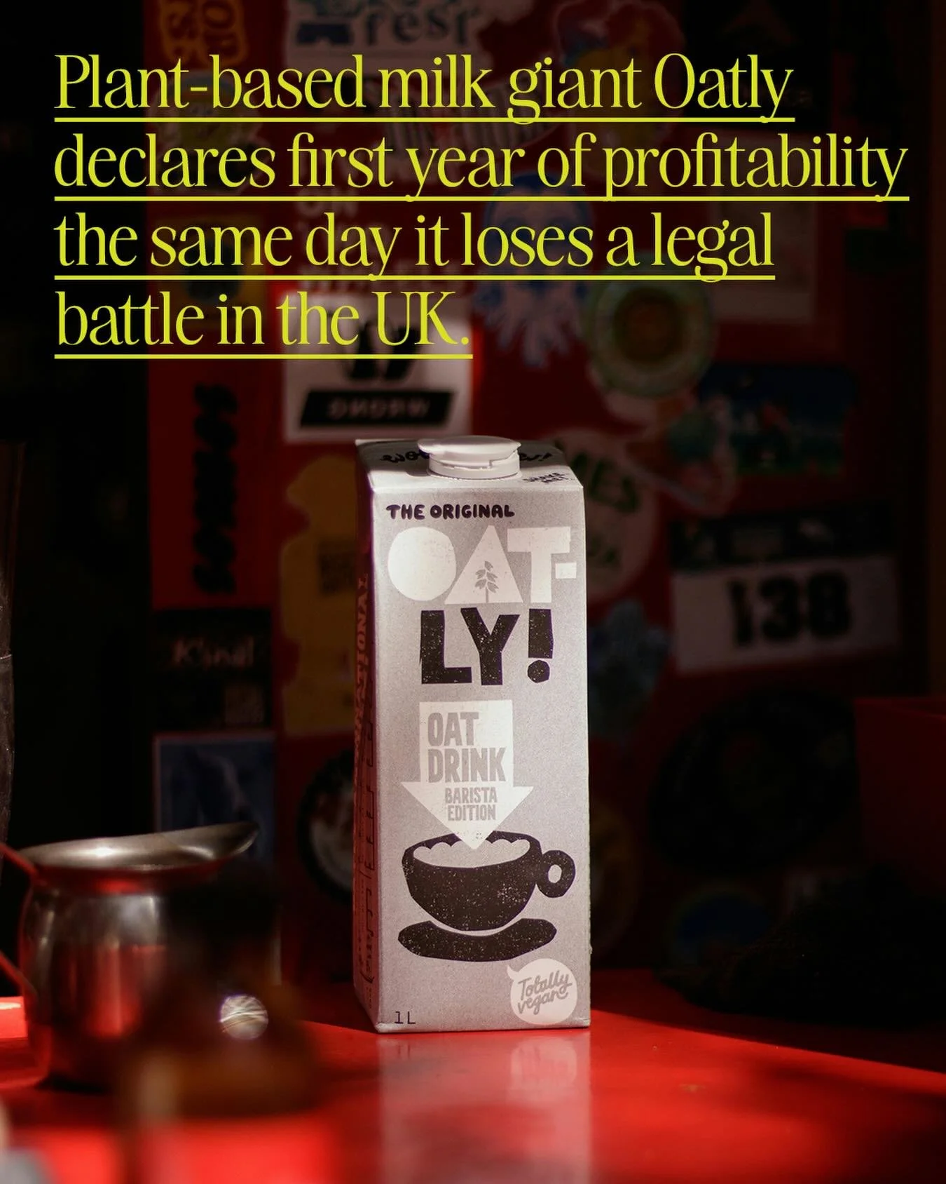 Swedish alternative milk company Oatly reported its 2025 EBITDA as $6.5 MM, compared to a loss of $35.3M in 2024. 

On the same day it announced its profitability, the company lost a long-running lawsuit against the UK government that invalidated its