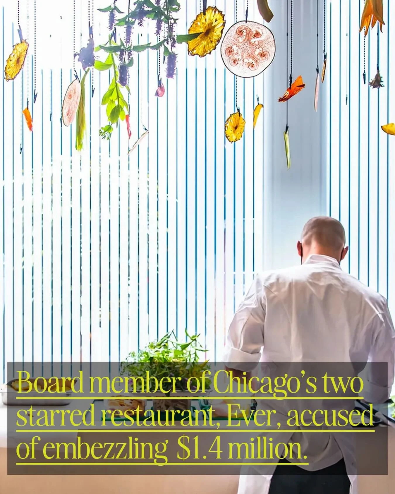 Aaron Gersonde, a board member of Chef Curtis Duffy&rsquo;s restaurants Ever and After, has allegedly embezzled more than $1.4 million for personal use. 

Four Pillars Restaurant Group and Ever Restaurant Group have filed a lawsuit claiming that Gers