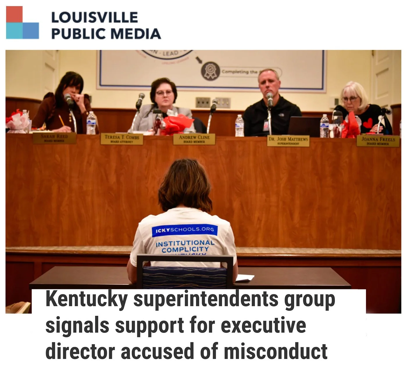 KyCIR requested all records related to the case against Flynn, including interviews, transcripts, notes and findings created during the two-year investigation into Wills-Coppelman’s allegations. But the EPSB did not provide any summary of findings, a