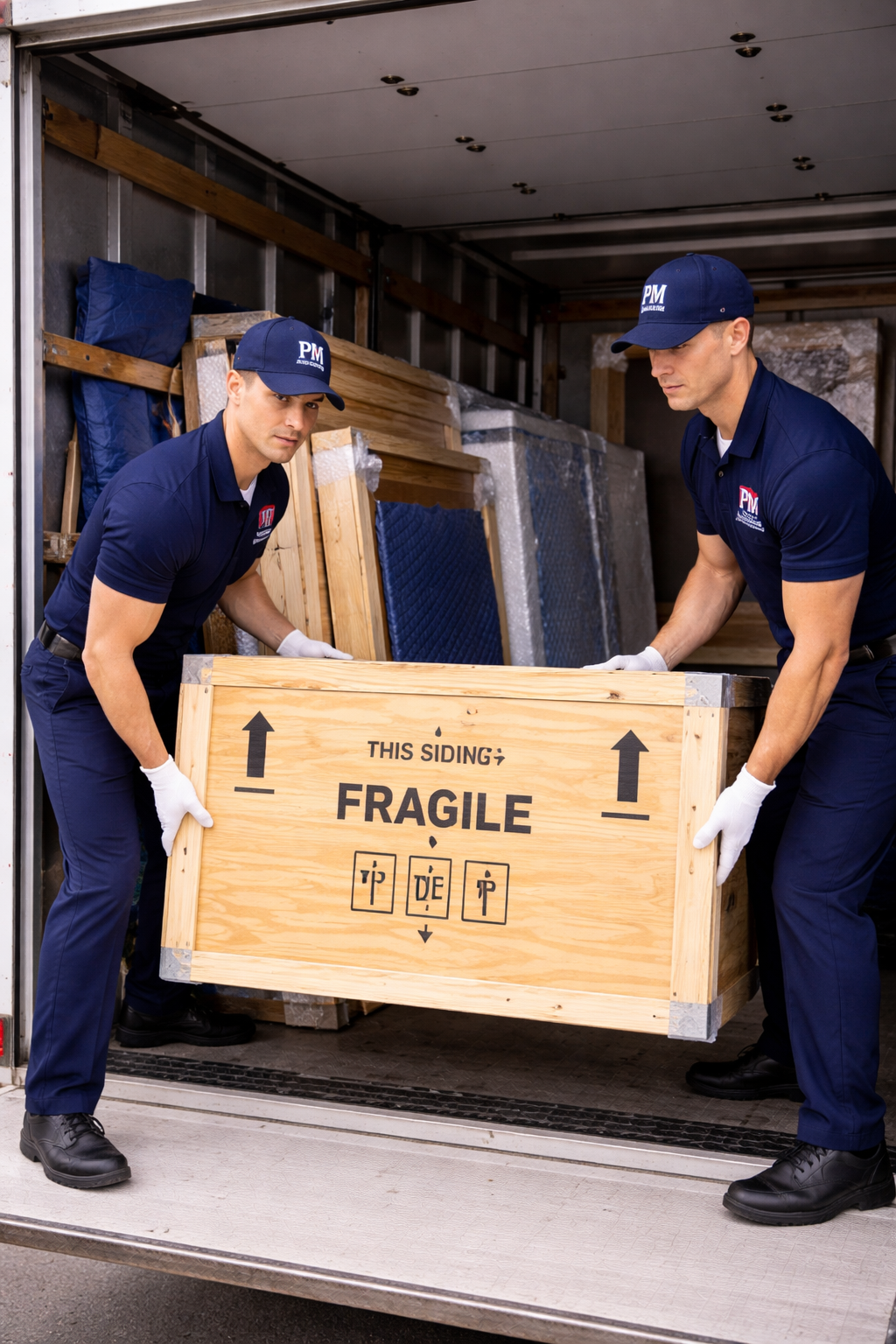 Moving company unloading furniture during move in Bridgeport CT