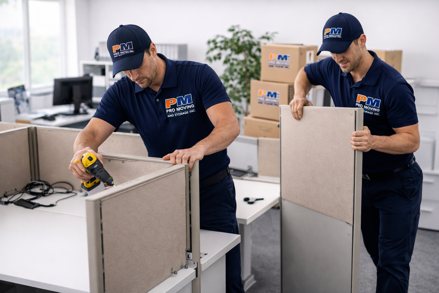 Professional movers disassembling furniture for moving in New York