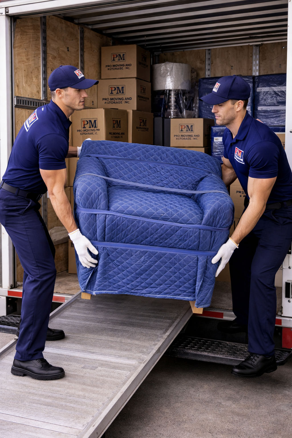 Moving company unloading furniture during move in New York