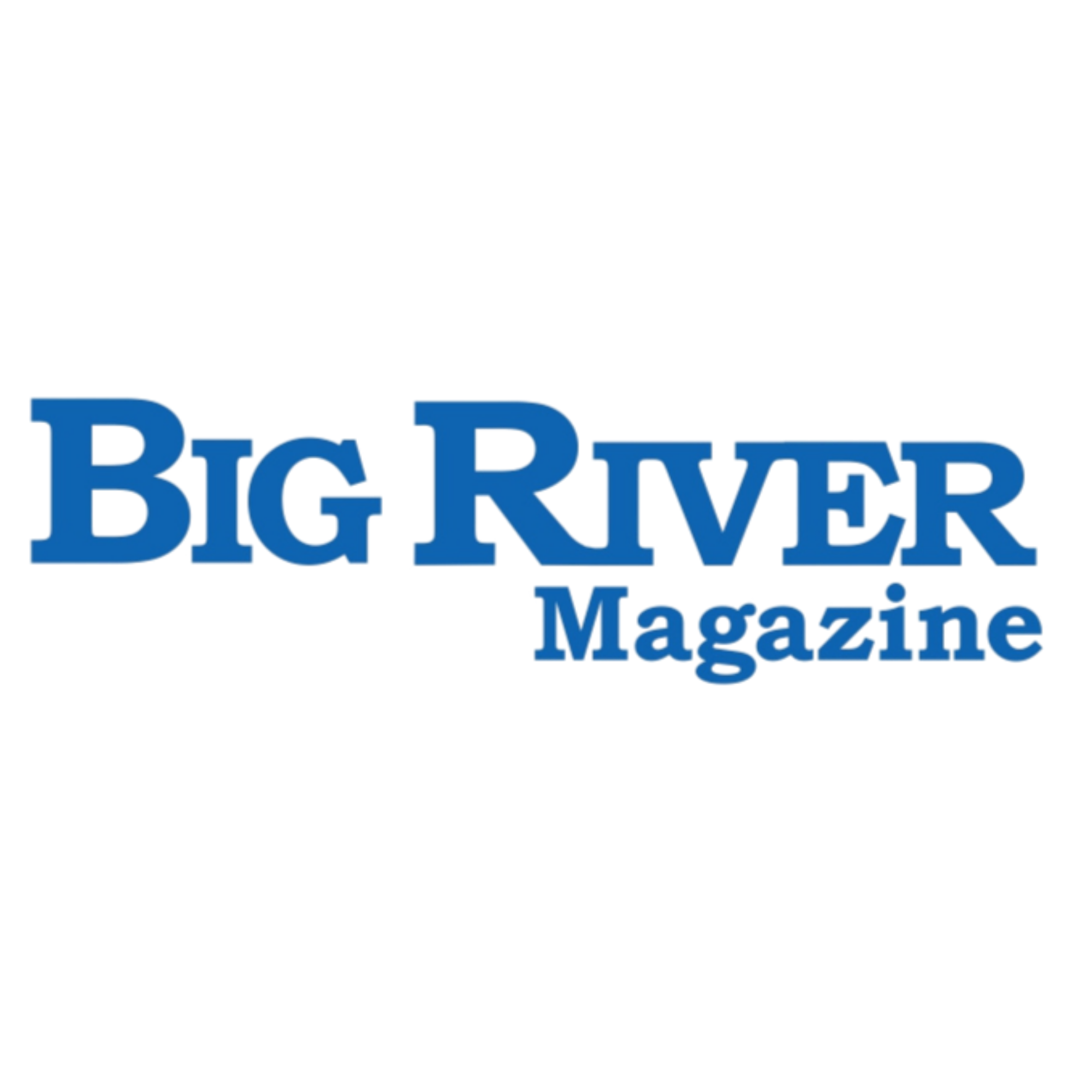 This logo reads Big River Magazine in royal blue font.