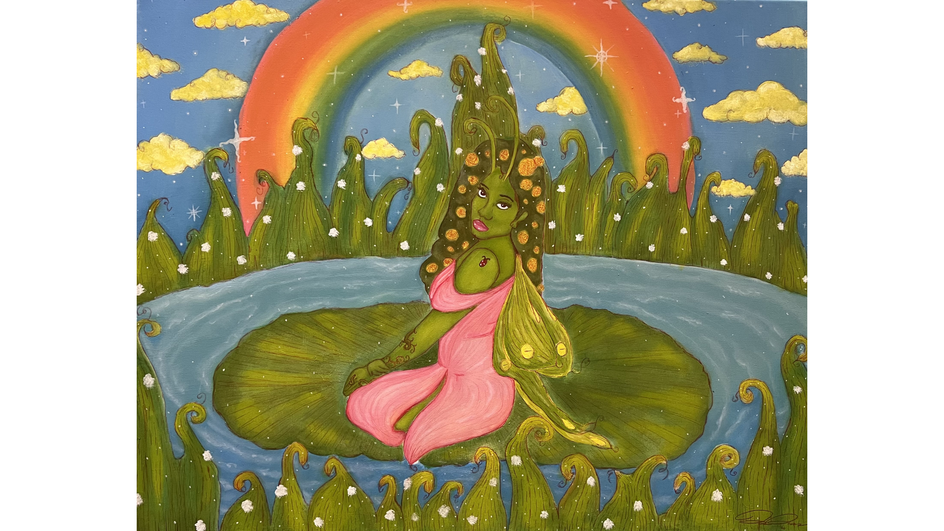 Passion: The Devoted Moss-Maiden
24 X 30 oil on Canvas

This is the elusive part of my body. No structure. No boundaries. Just energy.