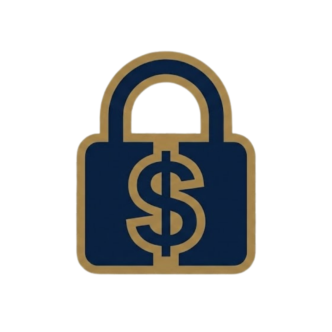 A lock icon with a dollar sign in the center, combining symbols of security and money.