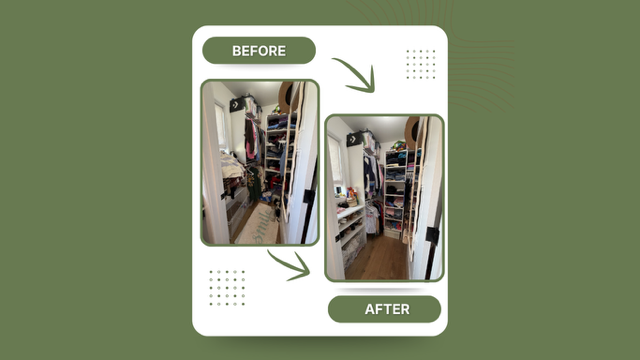 Before and after closet organization