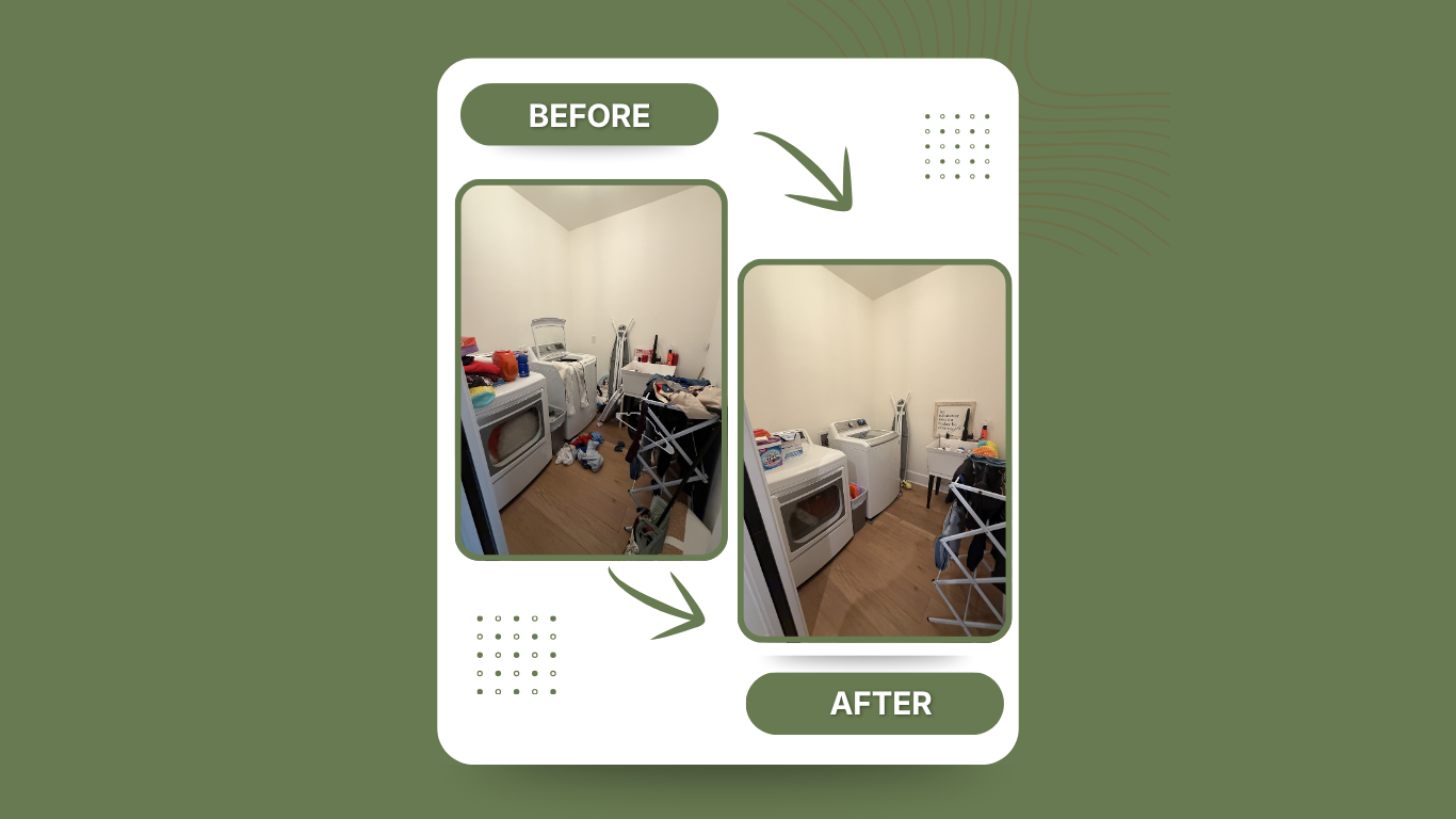 Before and after laundry room reset