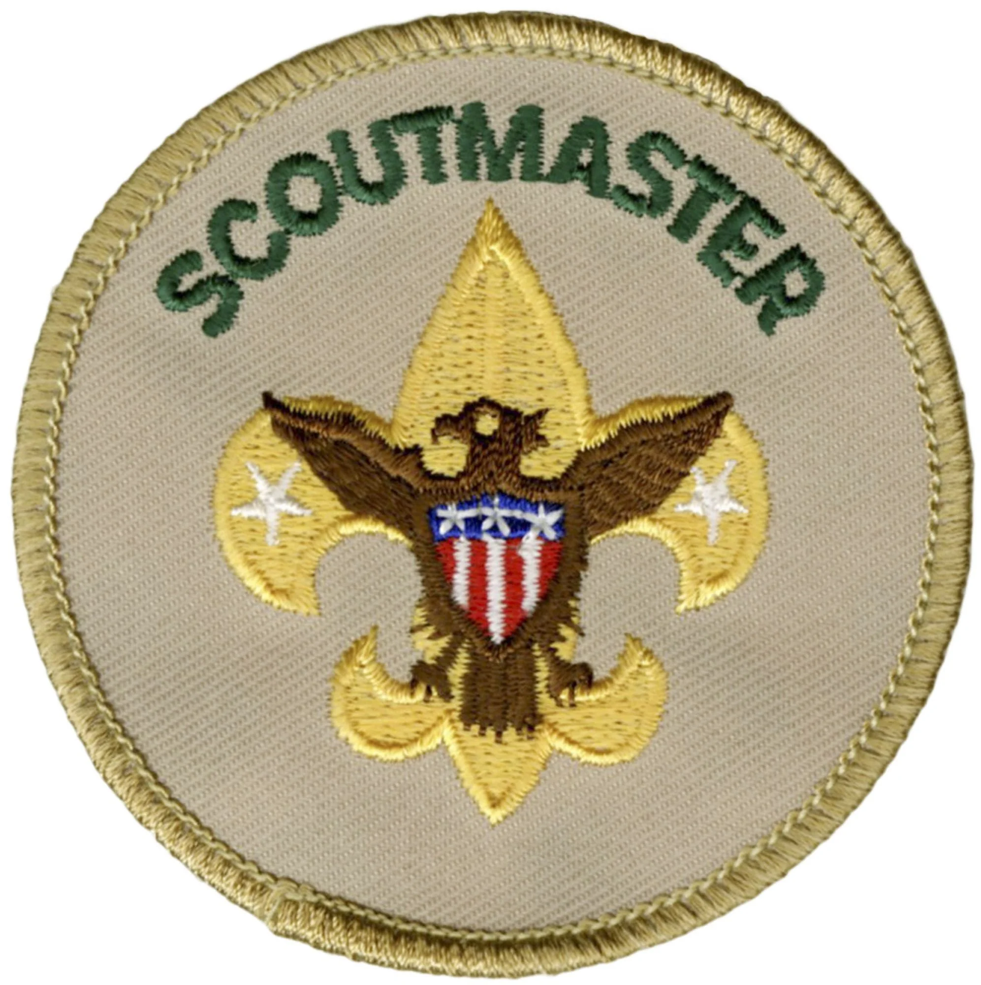 Boy Scout Master patch with eagle, fleur-de-lis, and Scout emblem.