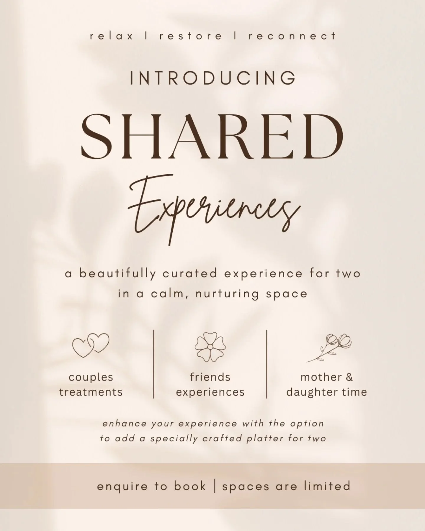 Introducing shared spa experiences in the heart of Tamahere ✨

After many requests from both of our clients, we&rsquo;re so excited to bring this beautiful offering to life ✨ Shared Experiences ✨ with Amanda from The Beauty Boutique and Santana from 