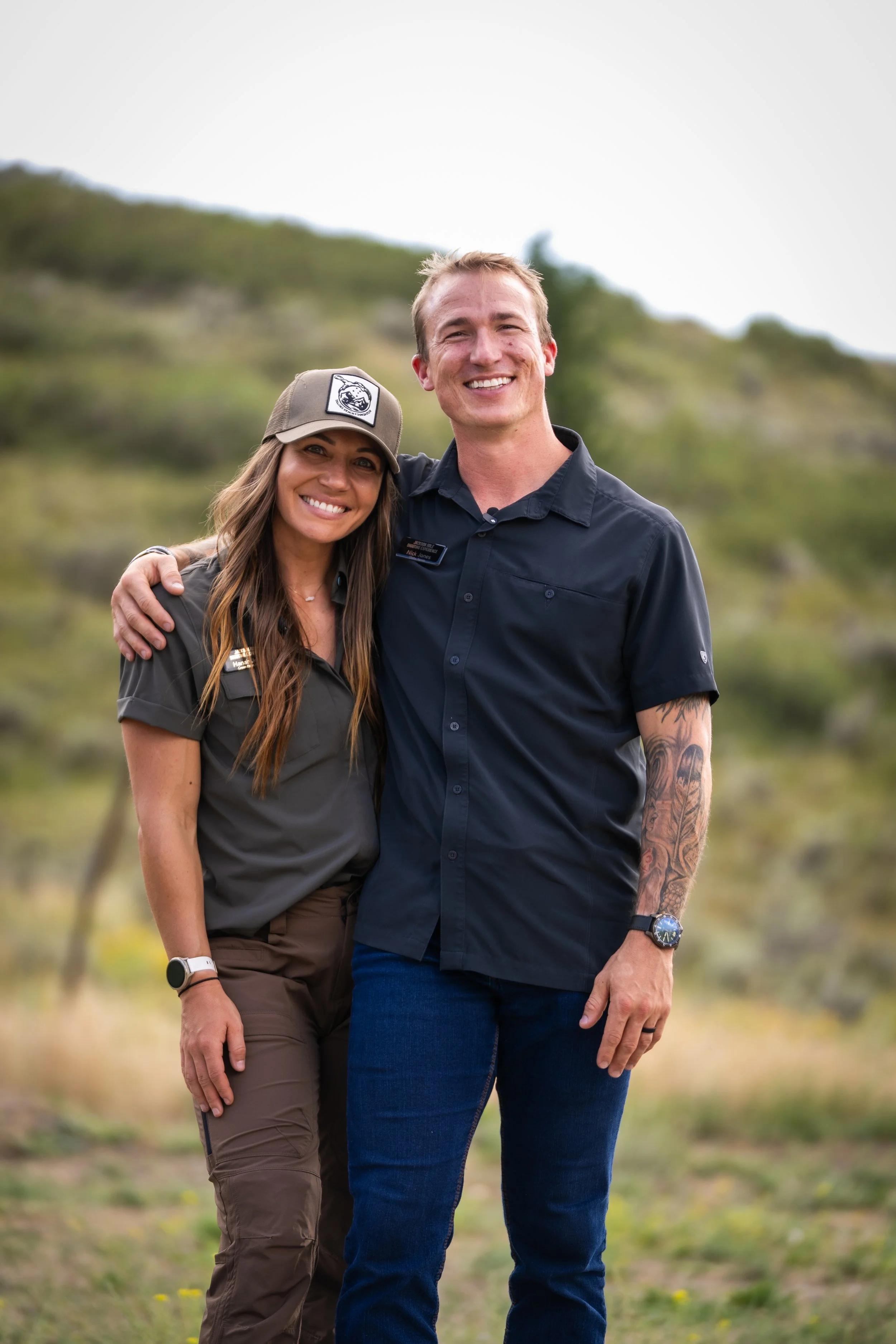 Nick and Hanah Jones the Owners of Jackson Hole Shooting Experience enjoying a quiet moment at the Shotgun Range in Jackson Hole Wyoming.