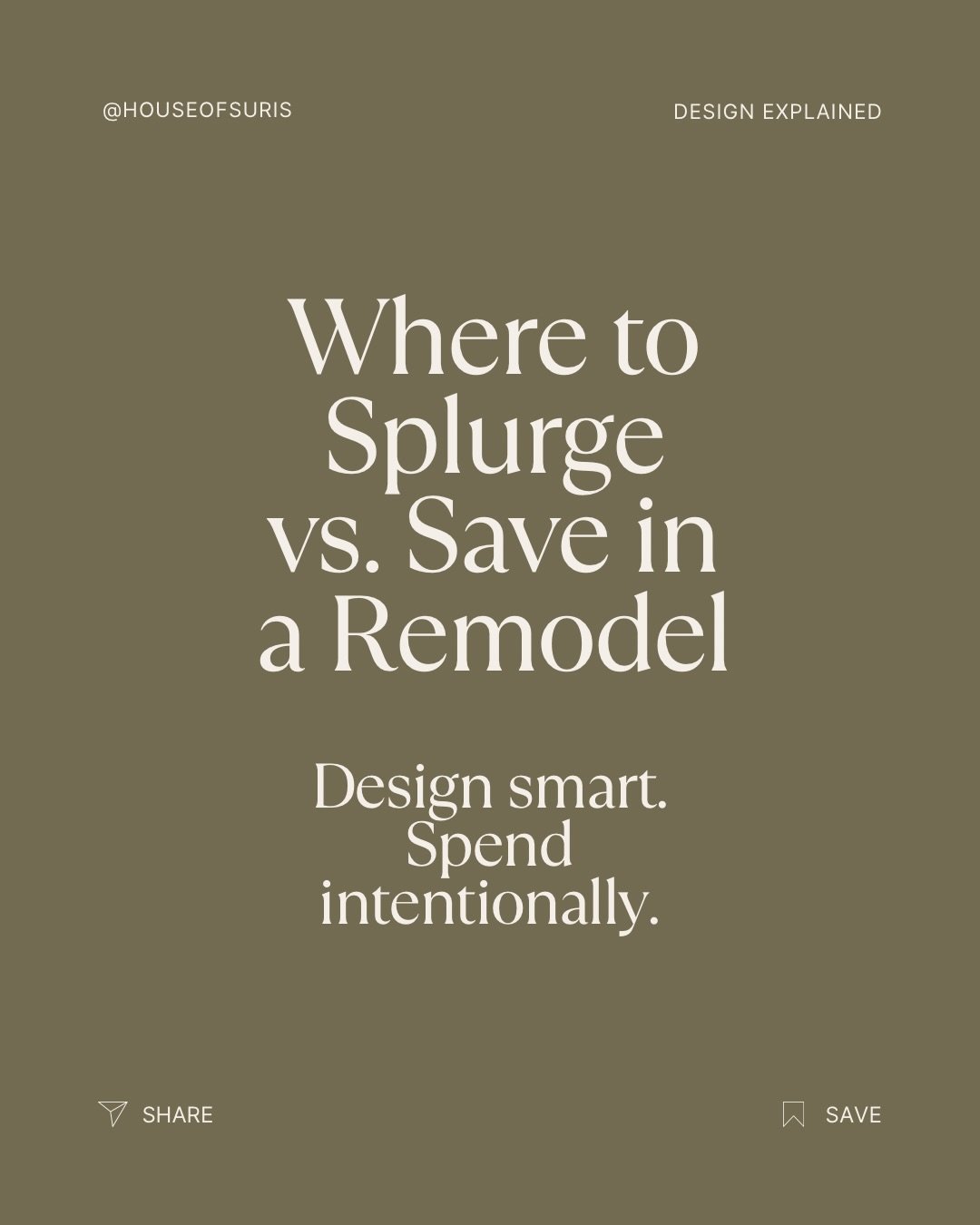Planning a remodel and wondering where to spend vs save?

One of the biggest mistakes I see in home renovations is allocating budget based on trends instead of function.

The truth is&mdash;great interior design isn&rsquo;t about spending more, it&rs
